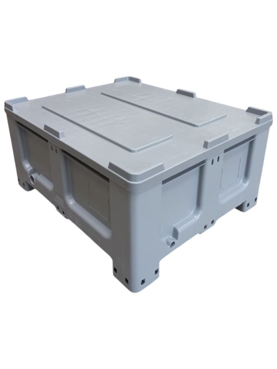 Lage kunststof palletbox | Grijs - foto's 2